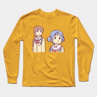 funny yuuko and mio meme face nichijou Long Sleeve T-Shirt